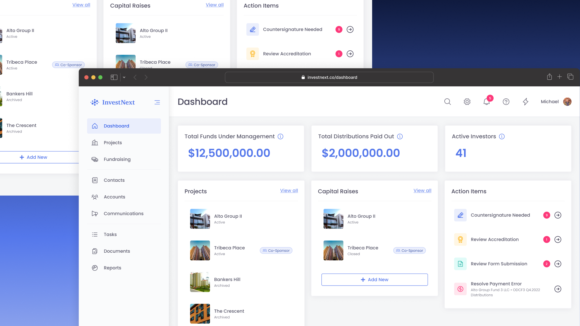 In-depth view of InvestNexts Dashboard 